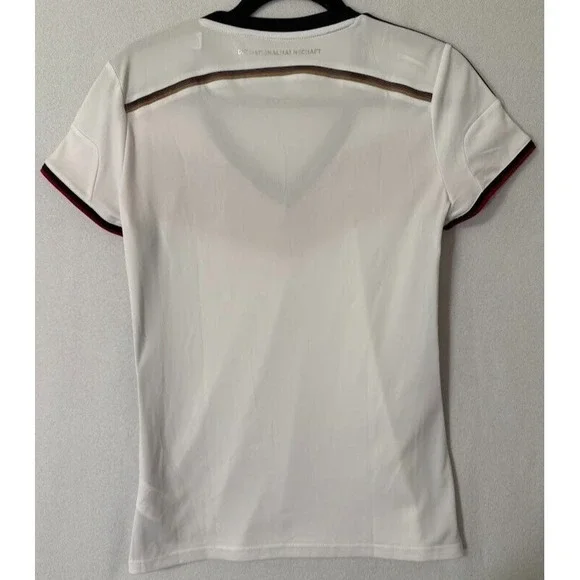Adidas Shirt Deutscher Fussball-Bund Soccer Climacool Women Medium White V Neck - Picture 2 of 16